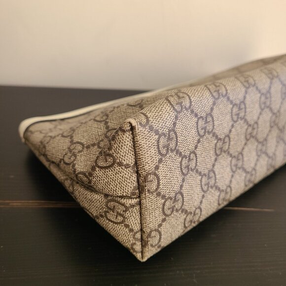 Gucci GG Supreme Web Bag Clutch Canvas Brown Pouch Zip Medium - Picture 4 of 9